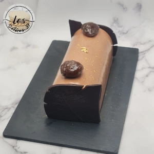 Bûche marron et vanille